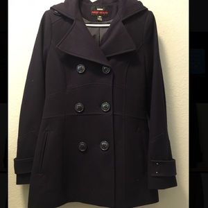 Miss Sixty Double Breasted Hooded Wool Peacoat